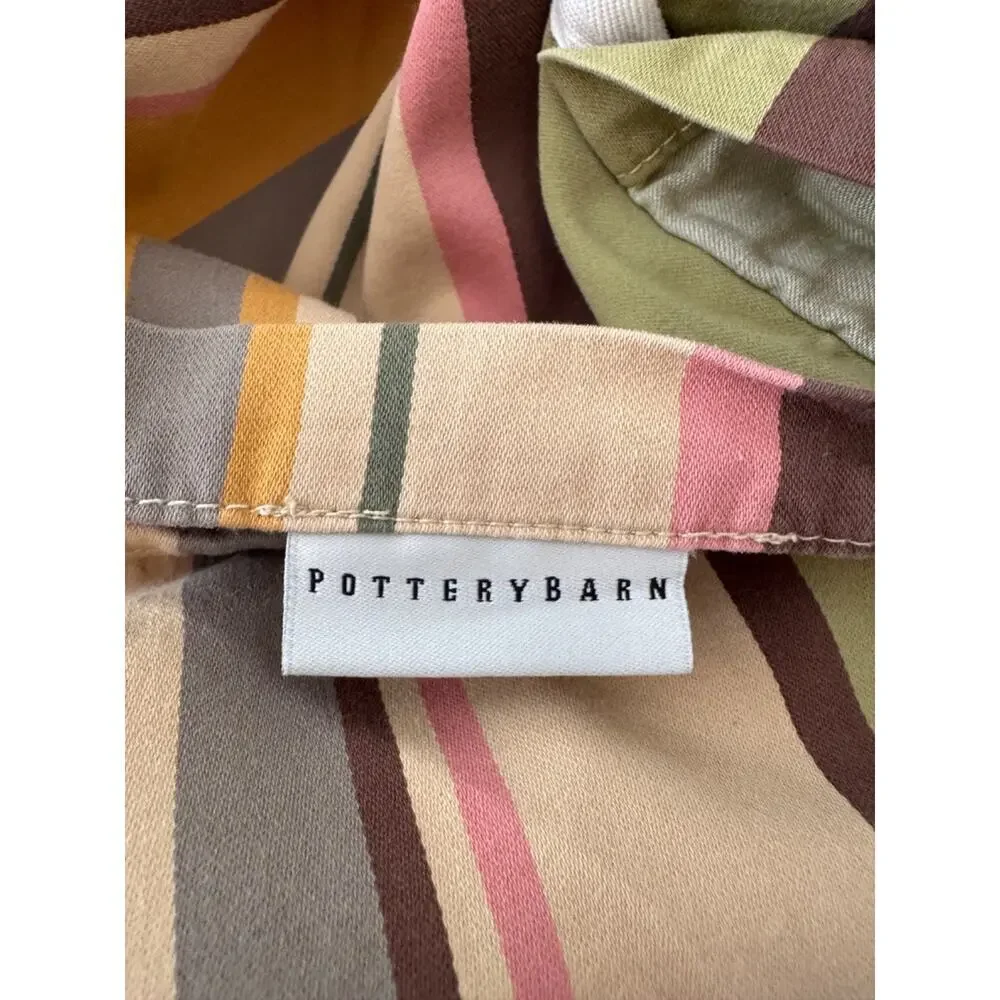 VTG Pottery Barn Logan Stripe Euro Pillow Sham Single Autumn 100% Cotton 2009
